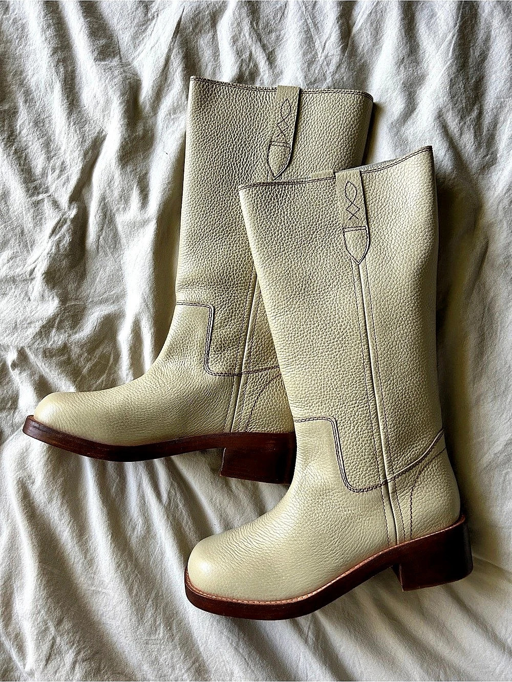 Free People Blaze Pull-On Boots Cream Size 10 New